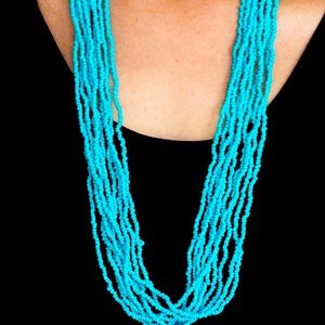 Turquoise SeedBead Necklace & Earrings